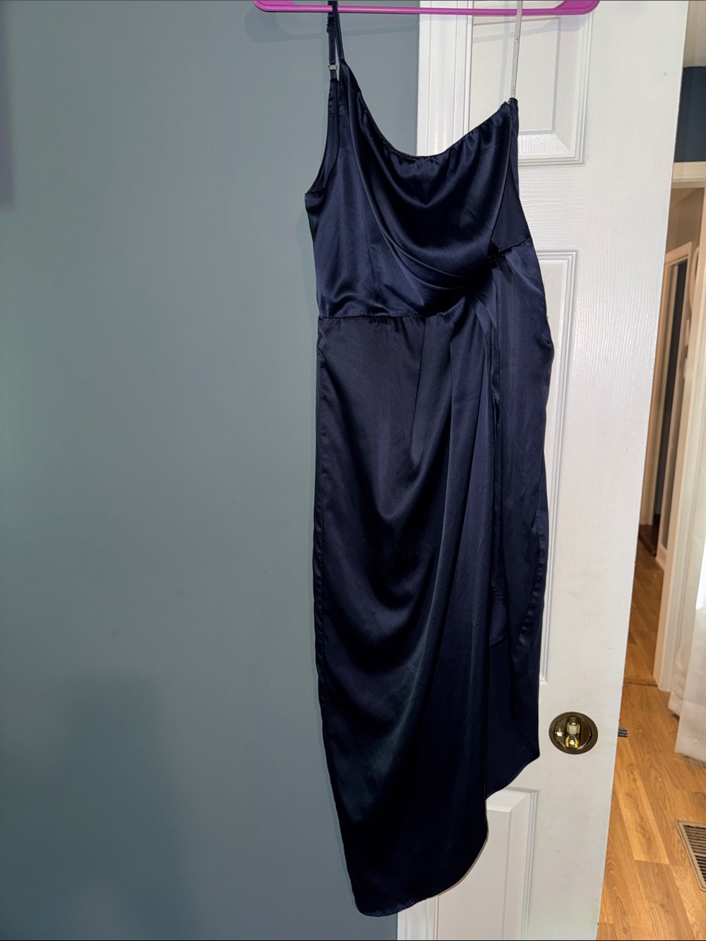 Satin Slip Dress - Navy